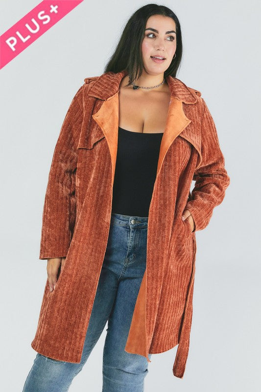 Curvy Solid Long Sleeve Coat