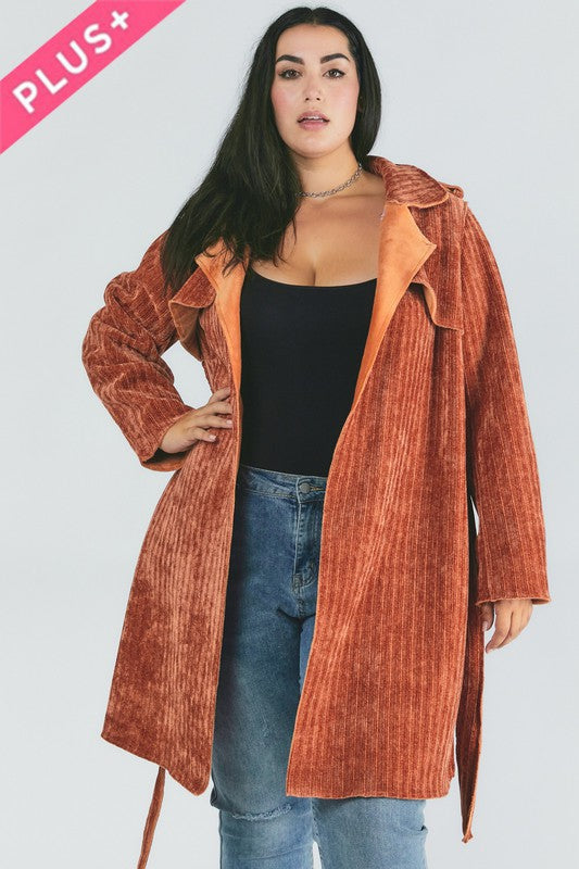 Curvy Solid Long Sleeve Coat