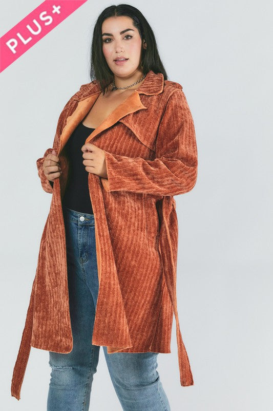 Curvy Solid Long Sleeve Coat