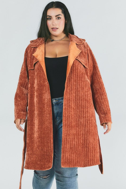 Curvy Solid Long Sleeve Coat