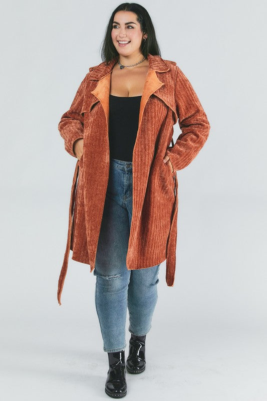 Curvy Solid Long Sleeve Coat