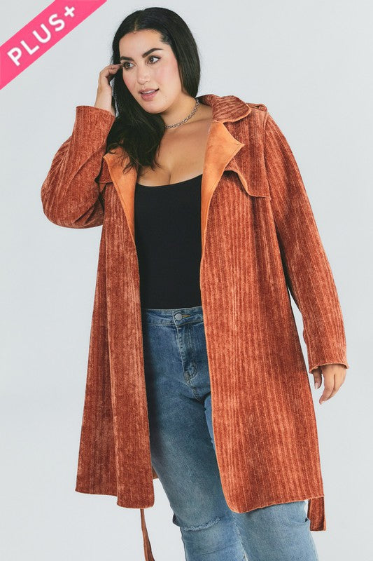 Curvy Solid Long Sleeve Coat