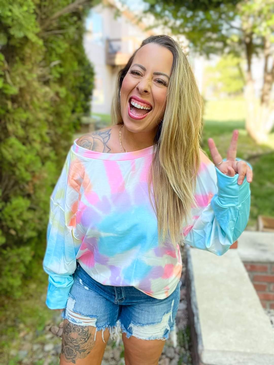 Tie-Dye Boat Neck Top