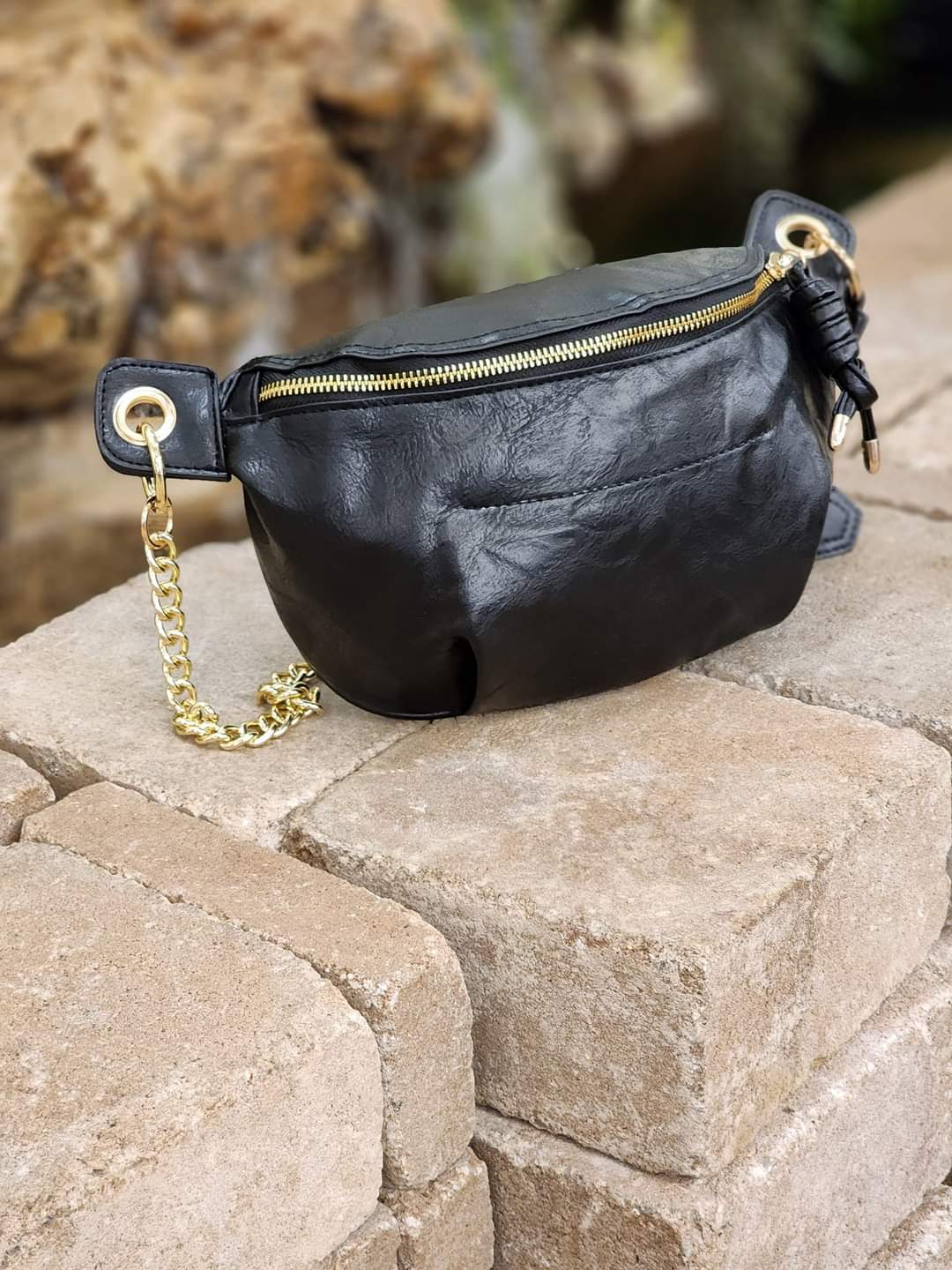 Vegan Leather Chain Strap Crossbody Bag