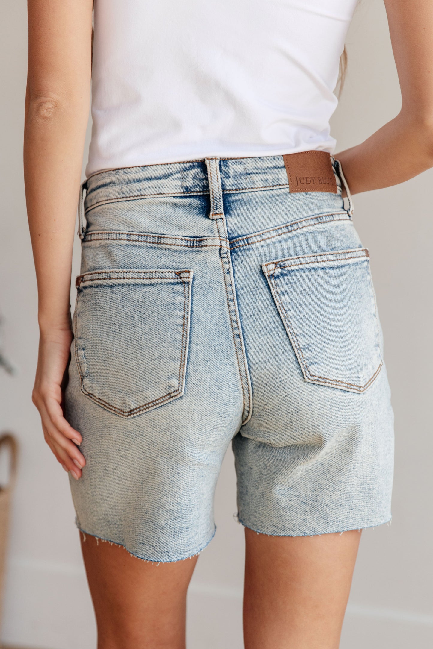 Cindy High Rise Mineral Wash Distressed Boyfriend Shorts