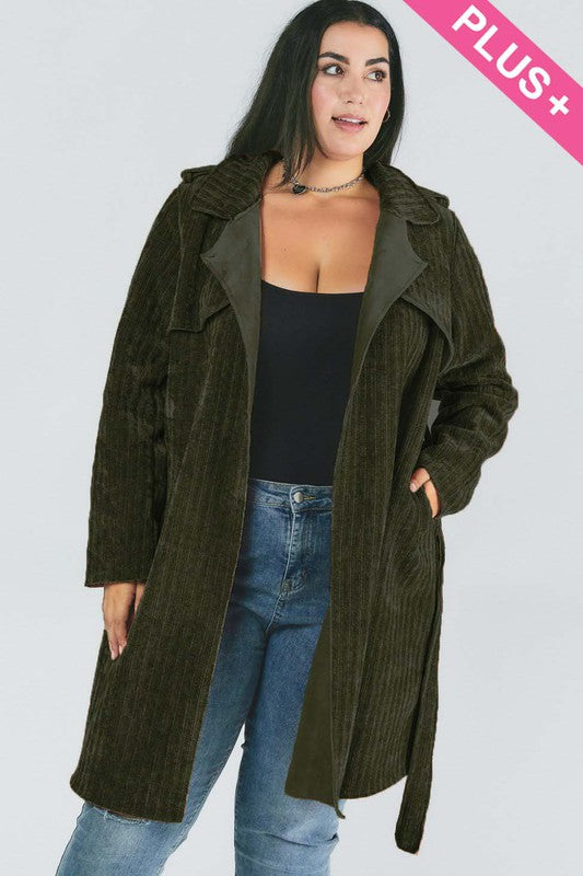 Curvy Solid Long Sleeve Coat