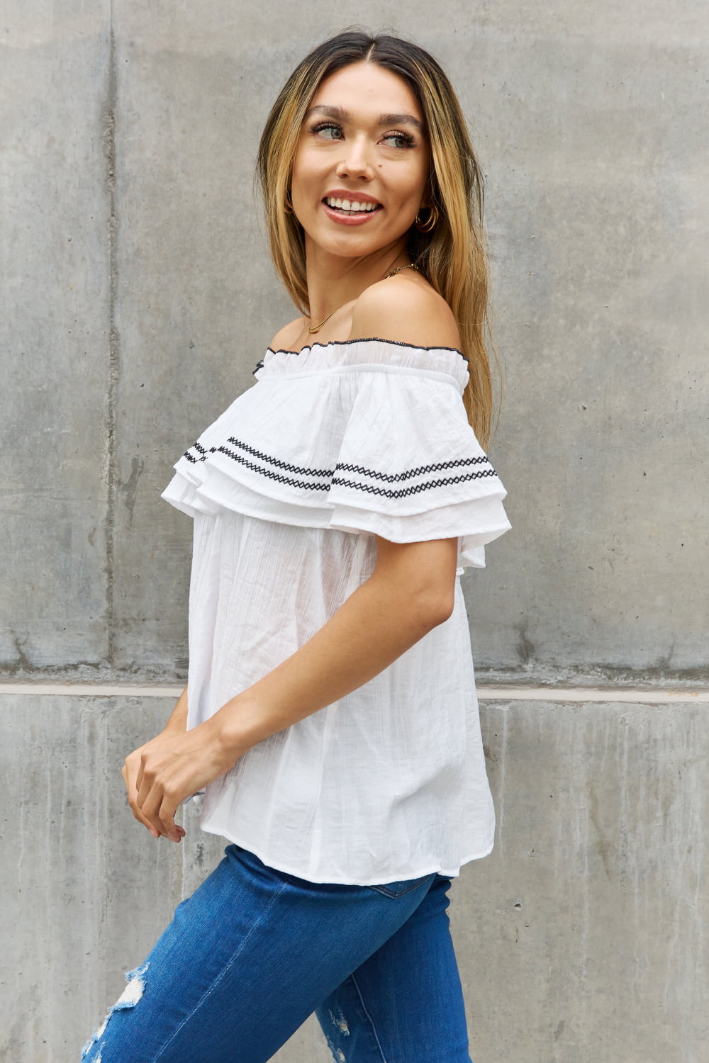 Away We Go Off The Shoulder Top