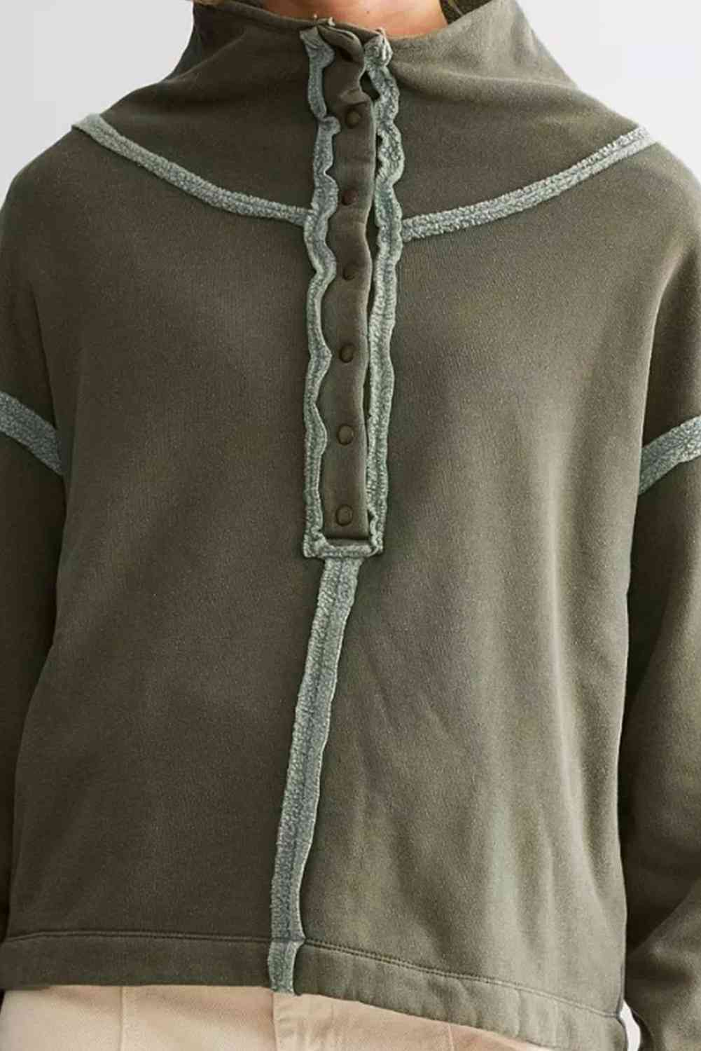 Andrea Collared Neck Half Snap Sweatshirt