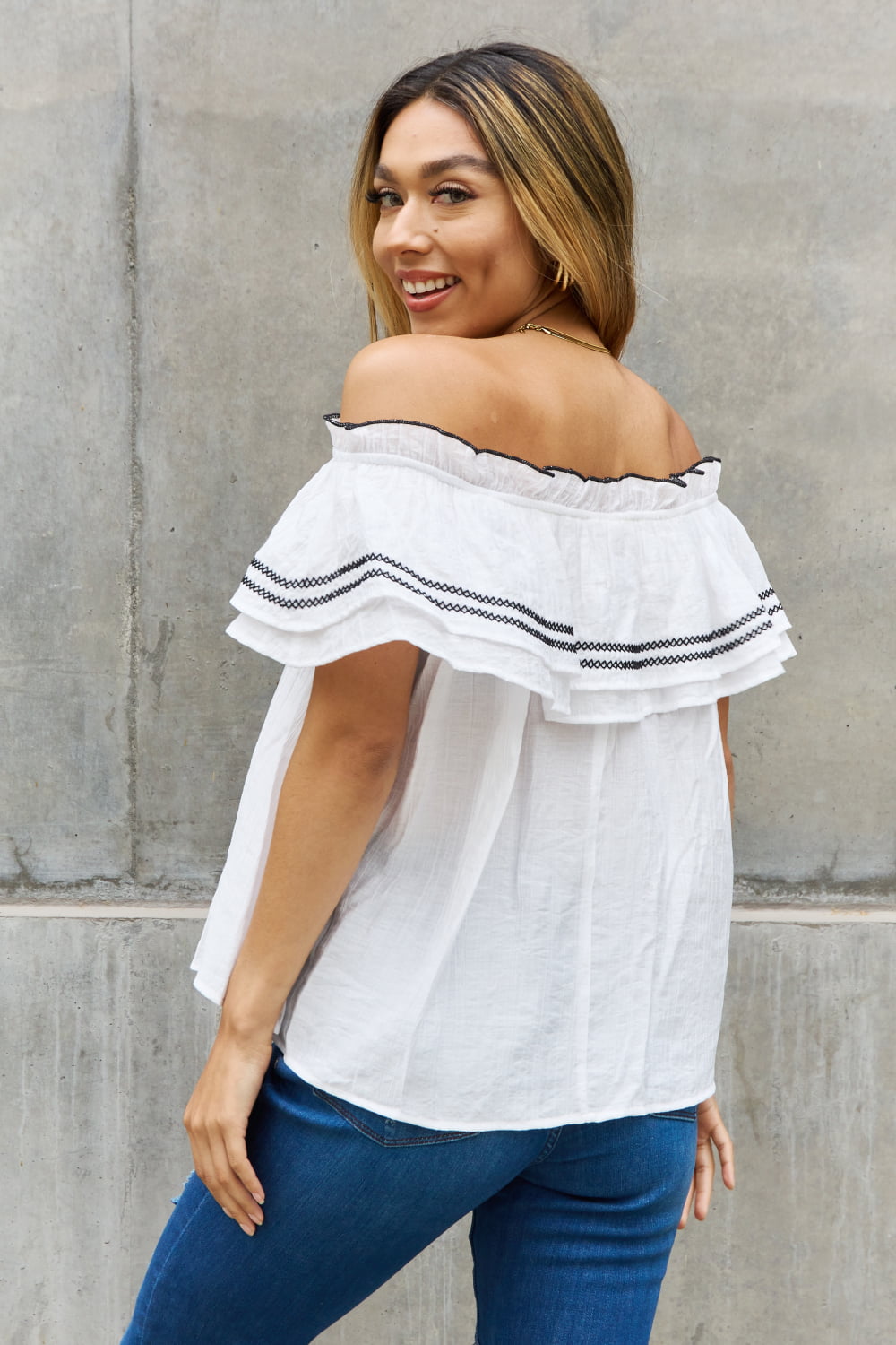 Away We Go Off The Shoulder Top