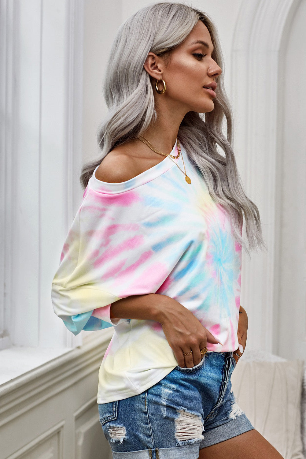 Tie-Dye Boat Neck Top