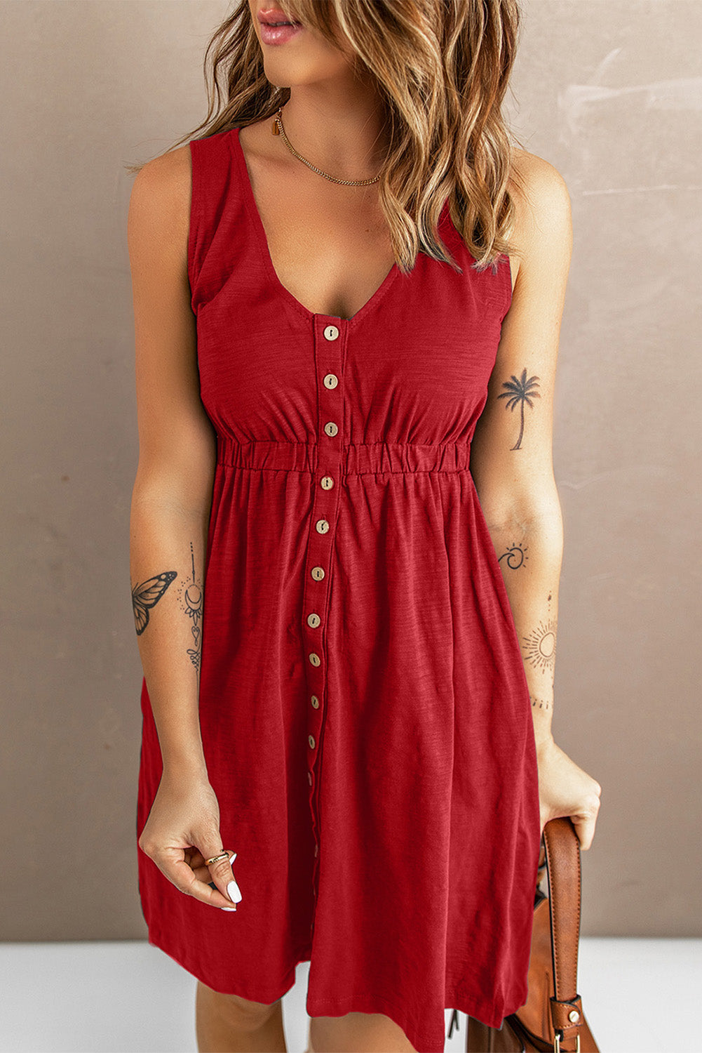 Sleeveless Button Down Dress in multiple colors