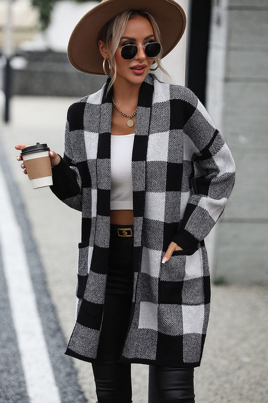 Plaid Cardigan with Pocket