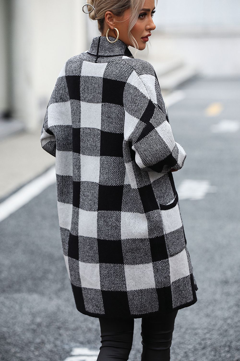 Plaid Cardigan with Pocket