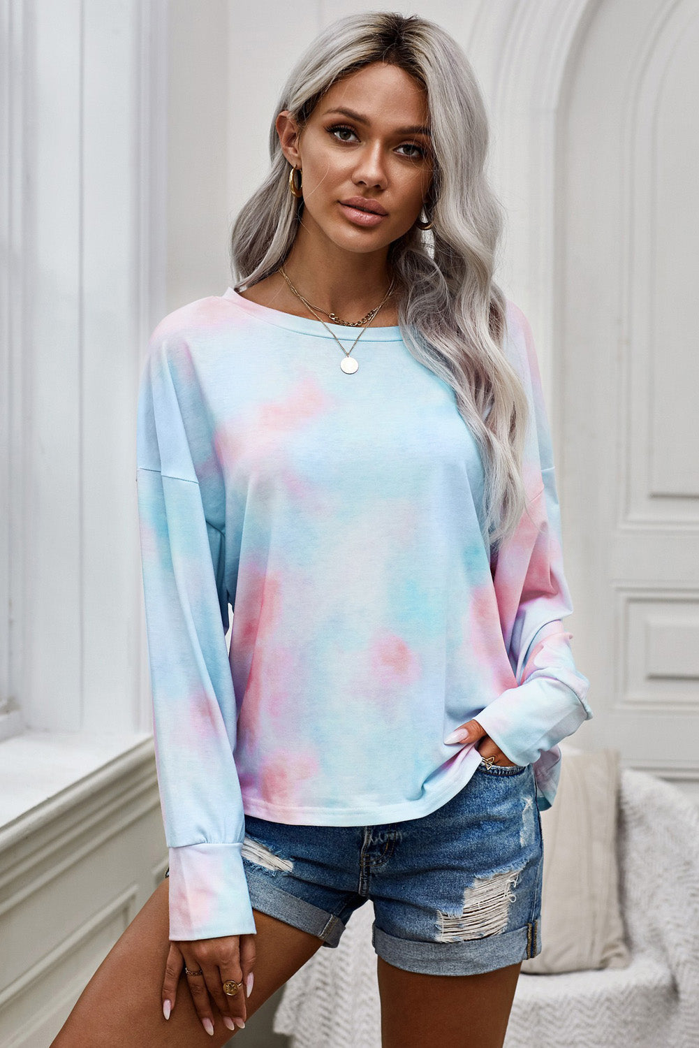 Tie-Dye Boat Neck Top