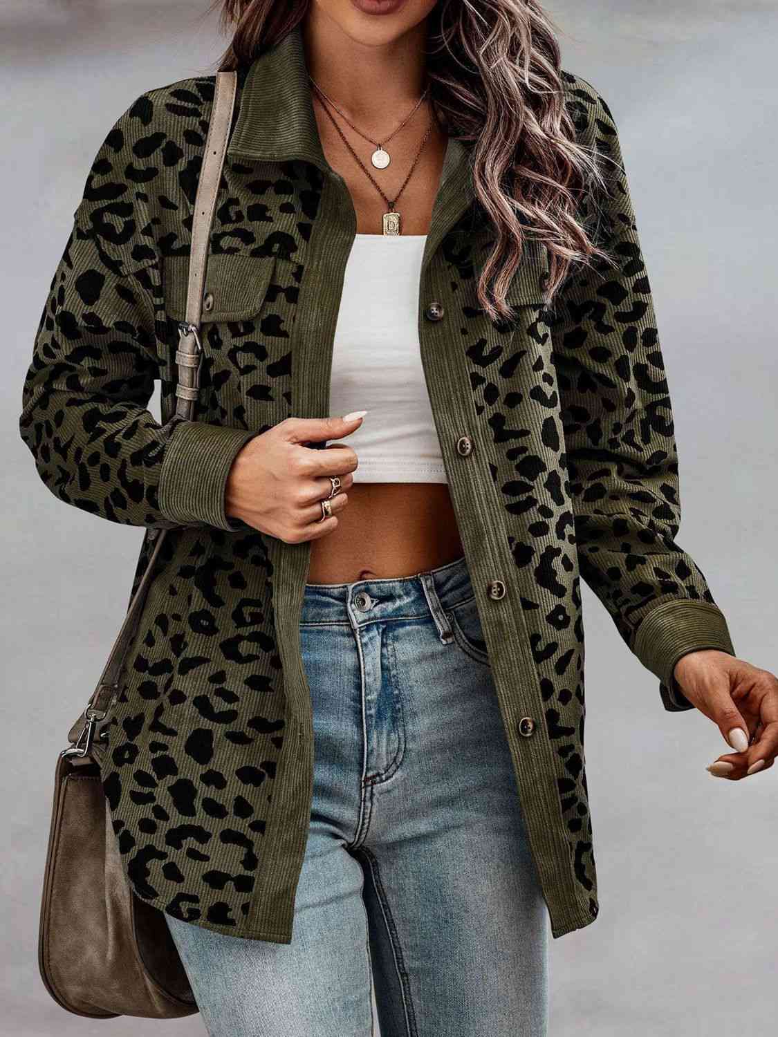 Jeanie Leopard Buttoned Jacket