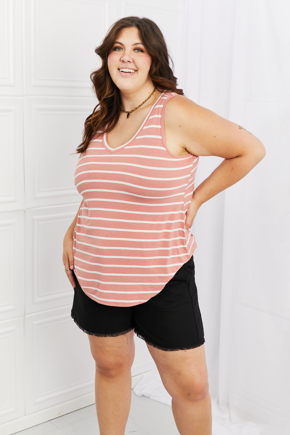 Zenana Find Your Path Sleeveless Striped Top