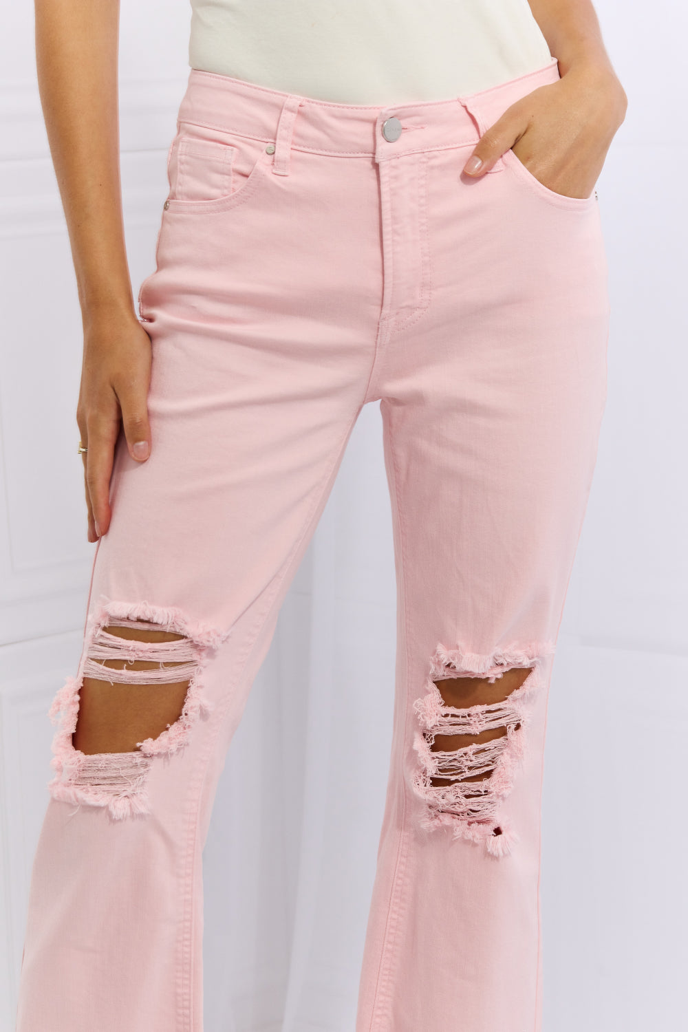 RISEN Miley  Distressed Ankle Flare Jeans