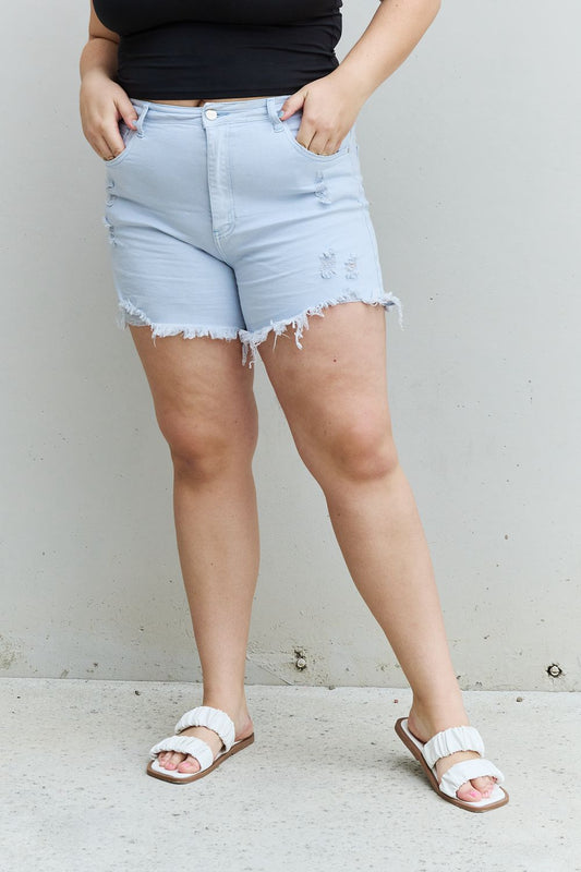 RISEN Katie High Waisted Distressed Shorts