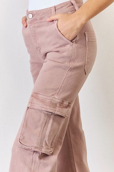 RISEN High Rise Cargo Wide Leg Jeans