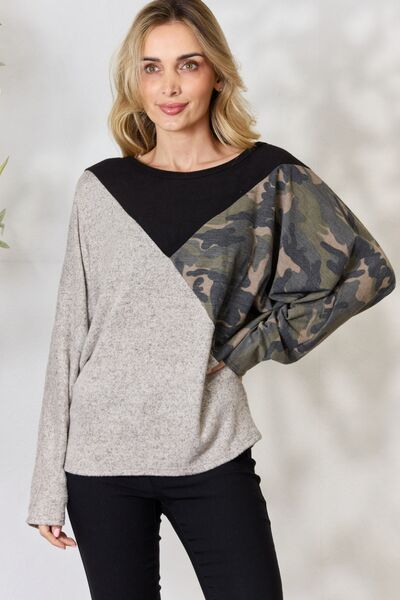 BiBi Brushed Color Block Long Sleeve Top