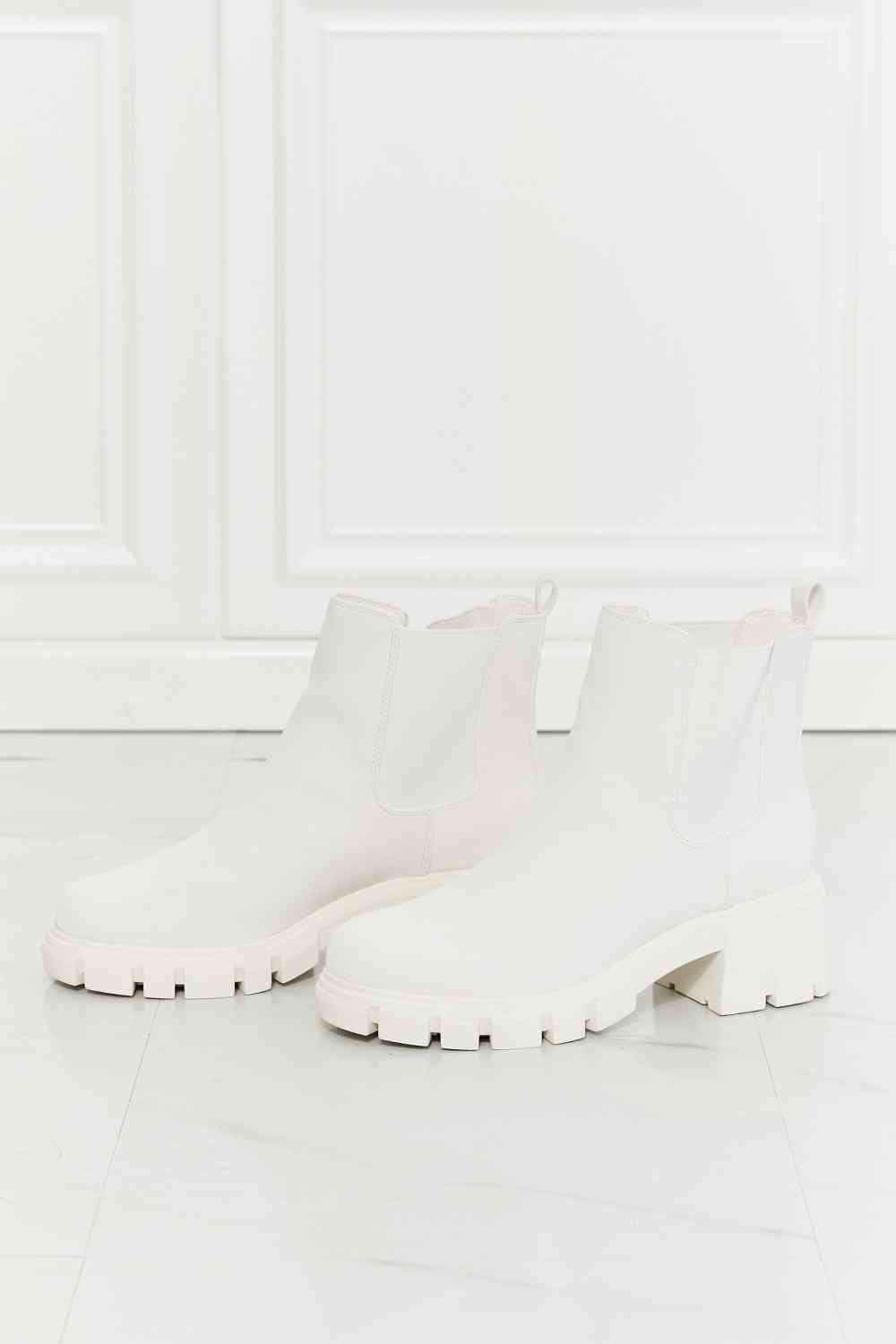 Work For It Matte Lug Sole Chelsea Boots in White