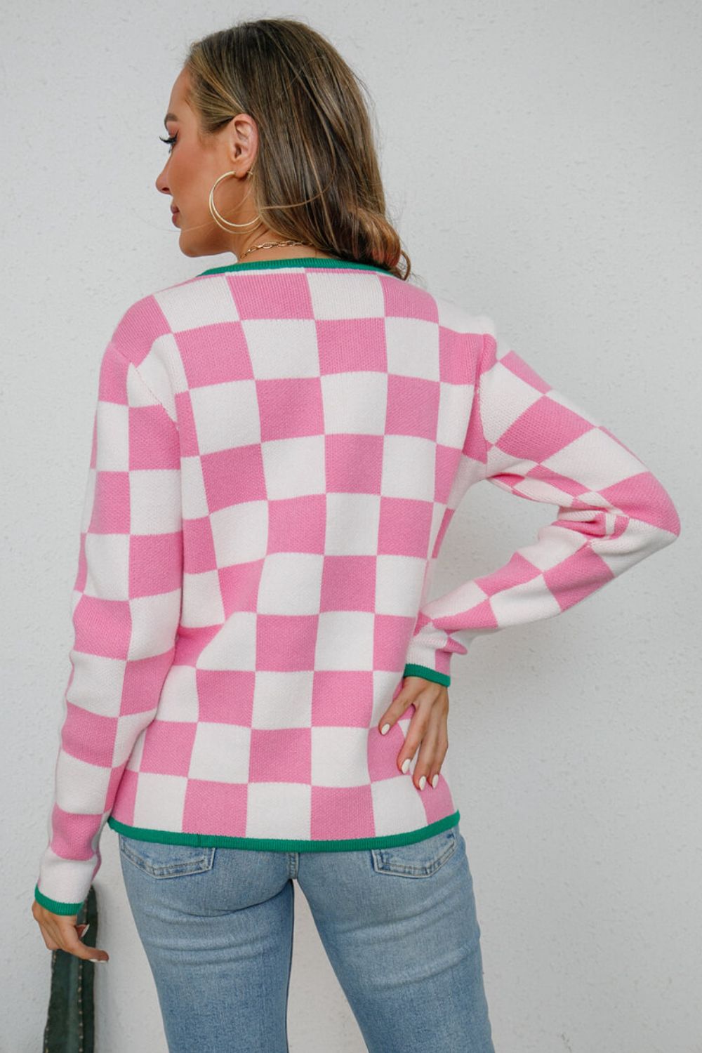 Check Mate Round Neck Sweater