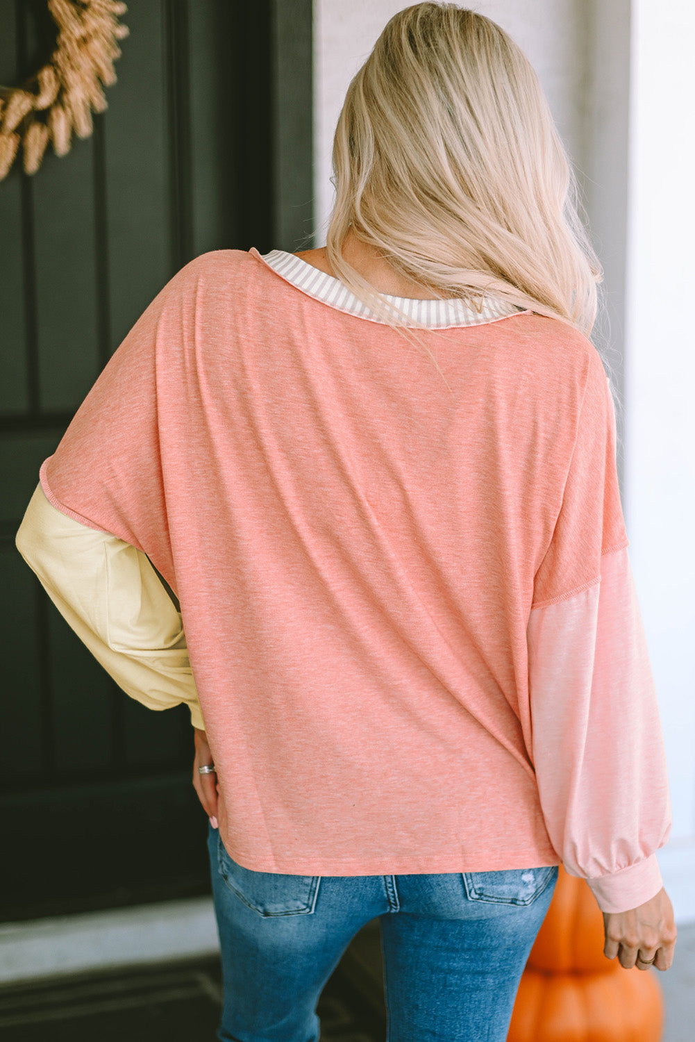 September Color Block Shirt with faux Pocket