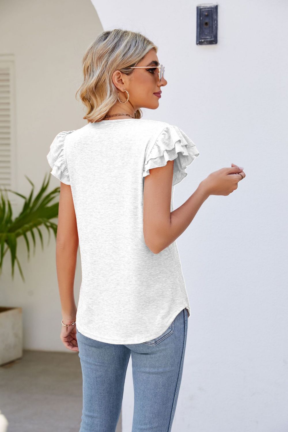 Smocked Flutter Sleeve Top