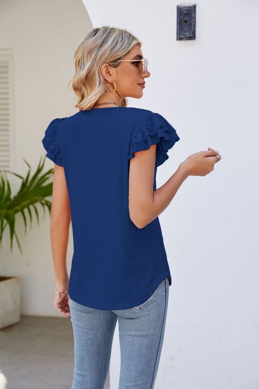 Smocked Flutter Sleeve Top