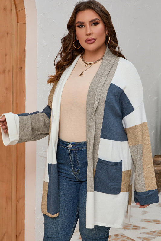 Curvy In The City Color Block Cardigan