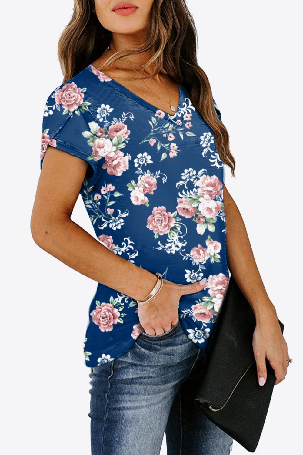 Printed Petal Sleeve Top