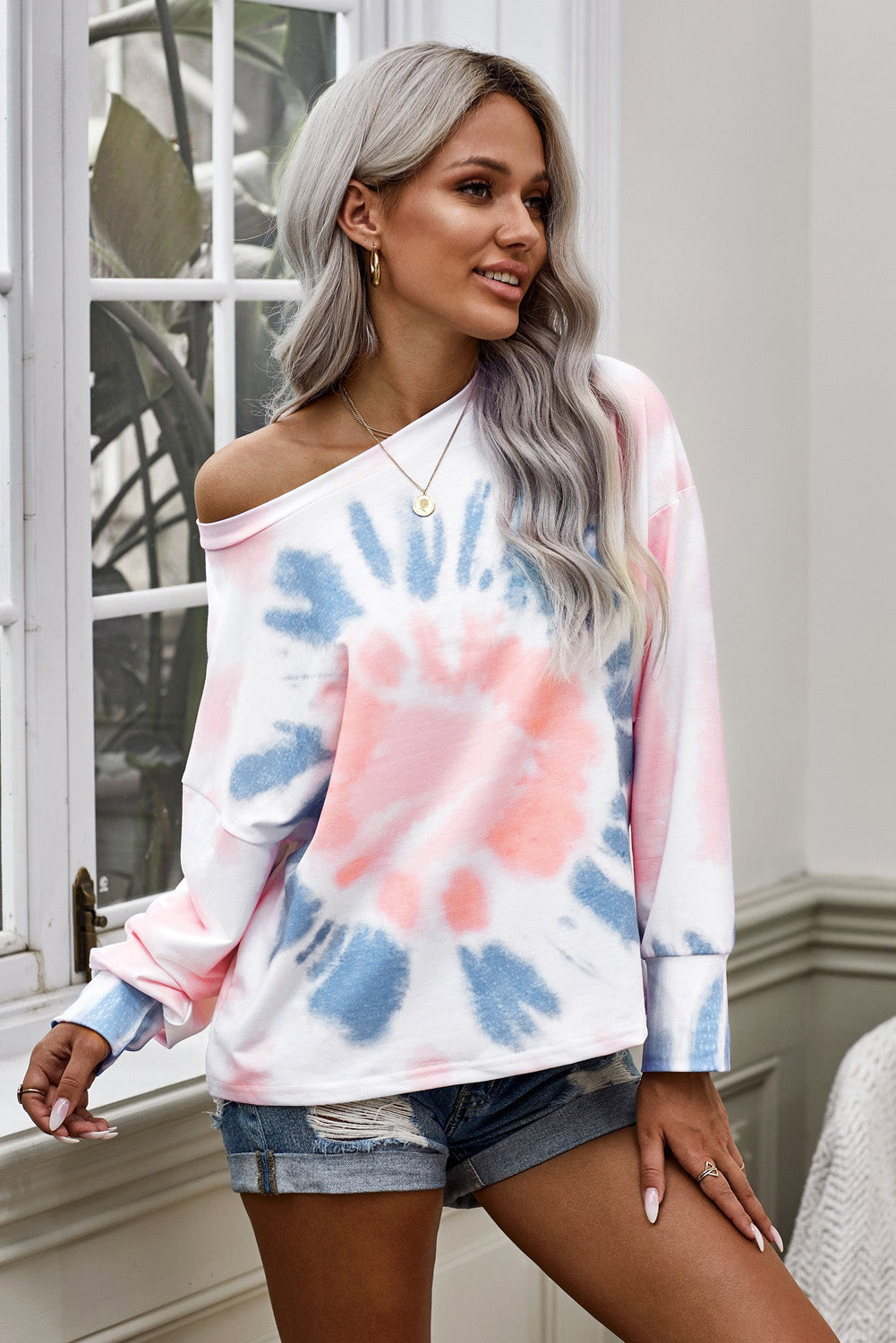 Tie-Dye Boat Neck Top