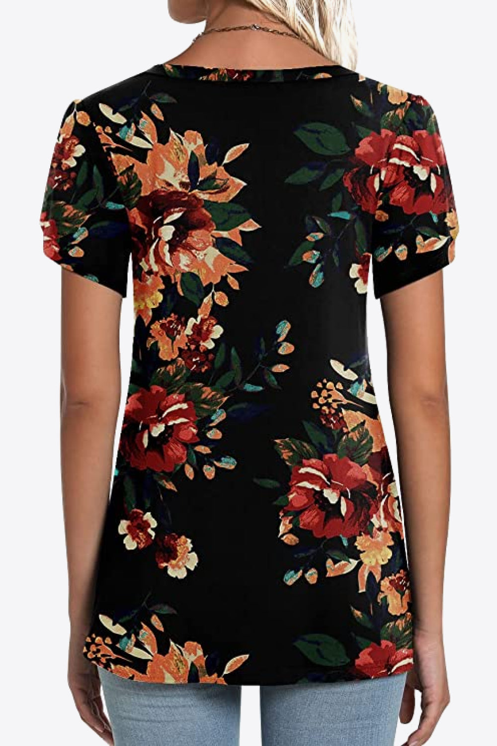 Printed Petal Sleeve Top