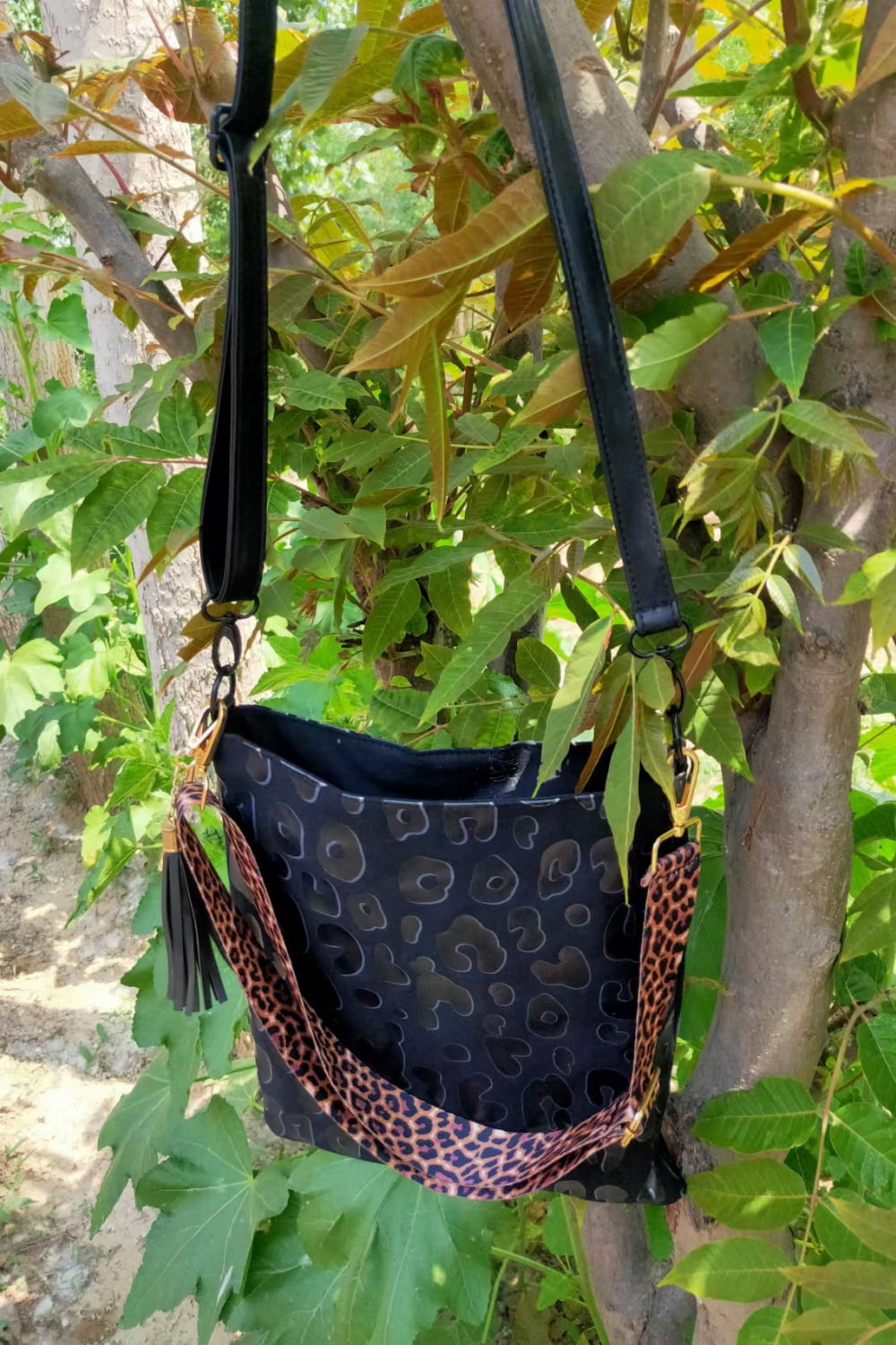 Vegan Leather Shoulder Bag with Tassel