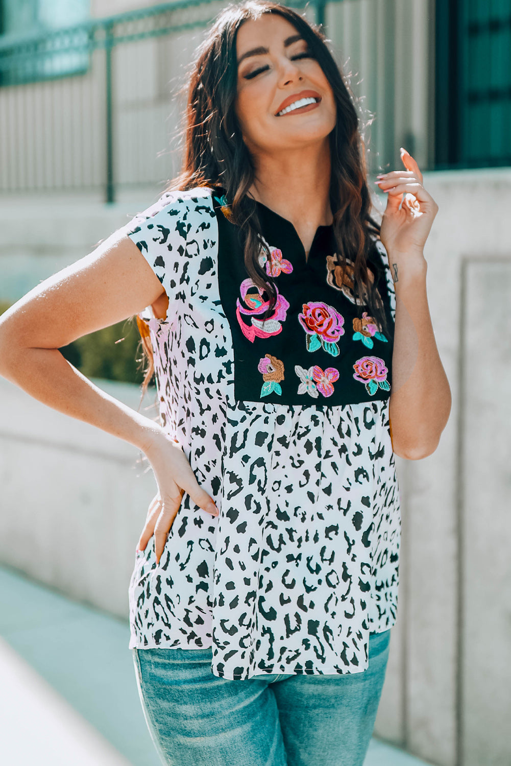 Floral Leopard Short Sleeve Tee