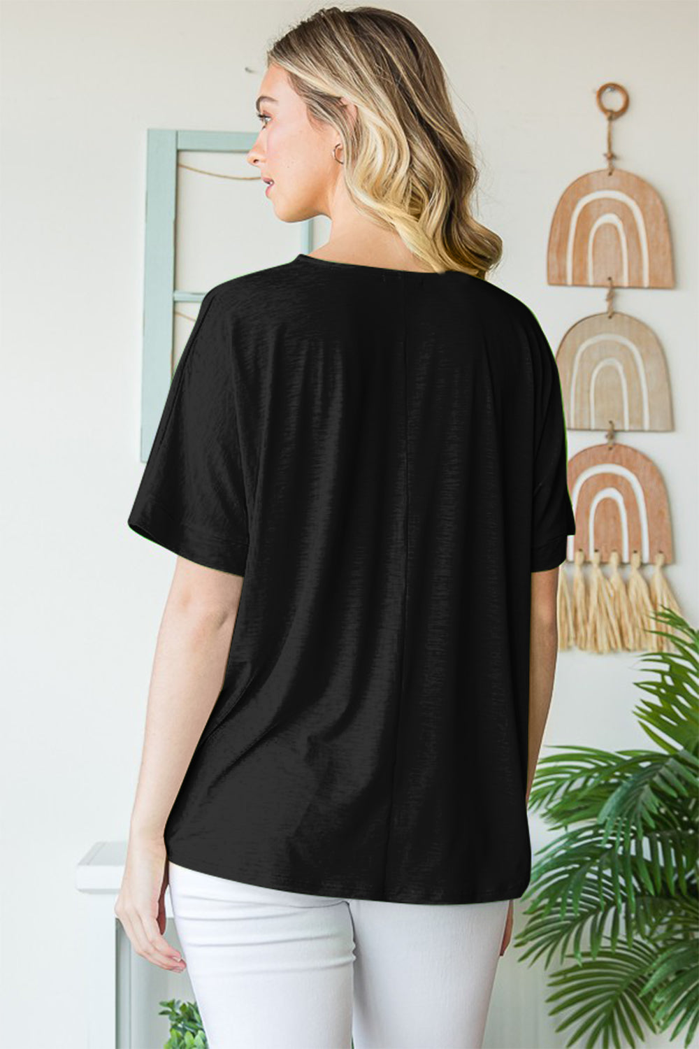 Black V-Neck Short Sleeve T-Shirt