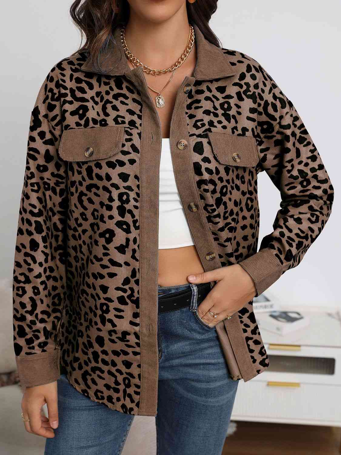 Jeanie Leopard Buttoned Jacket