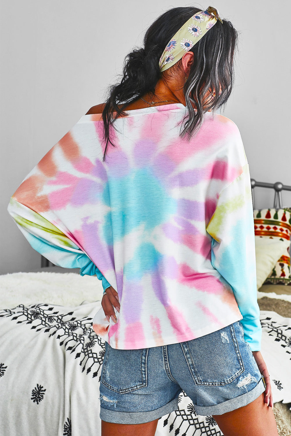 Tie-Dye Boat Neck Top