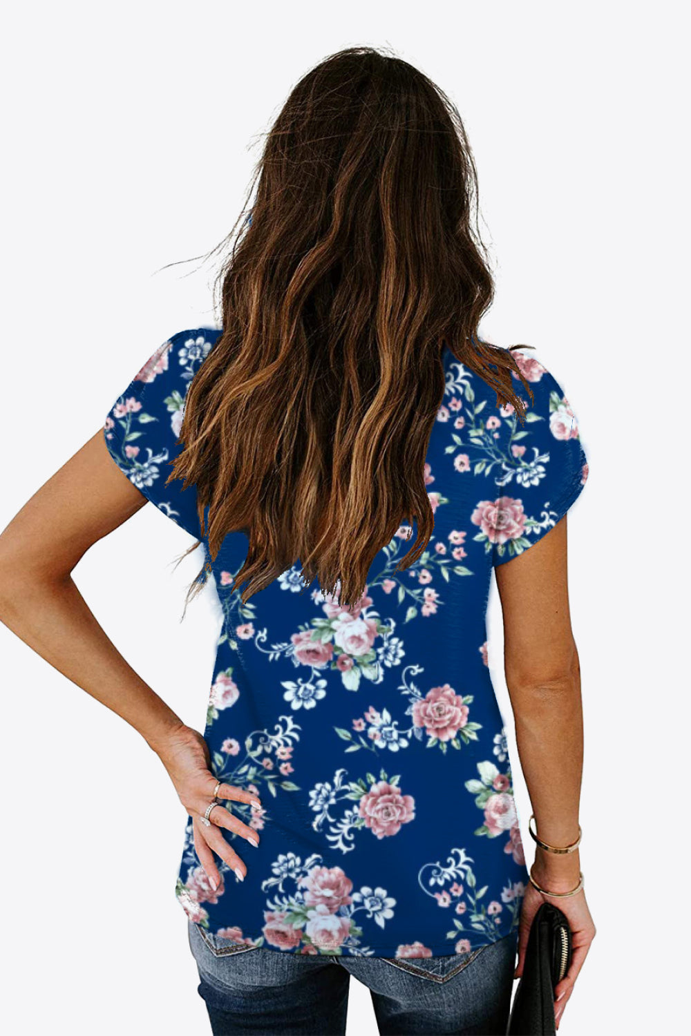 Printed Petal Sleeve Top