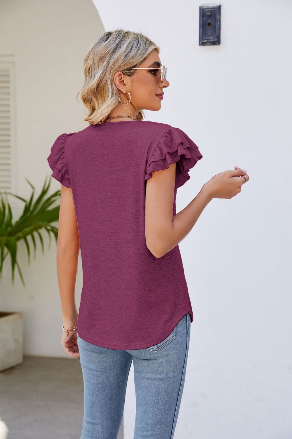 Smocked Flutter Sleeve Top