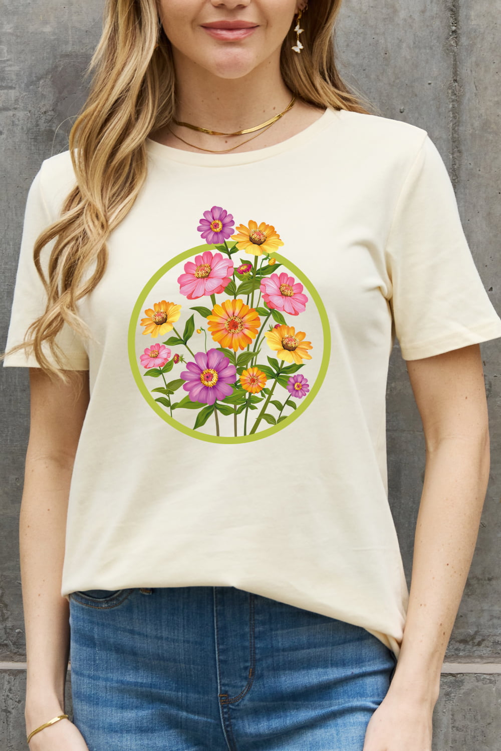 Flowers Of Power Graphic Cotton Tee