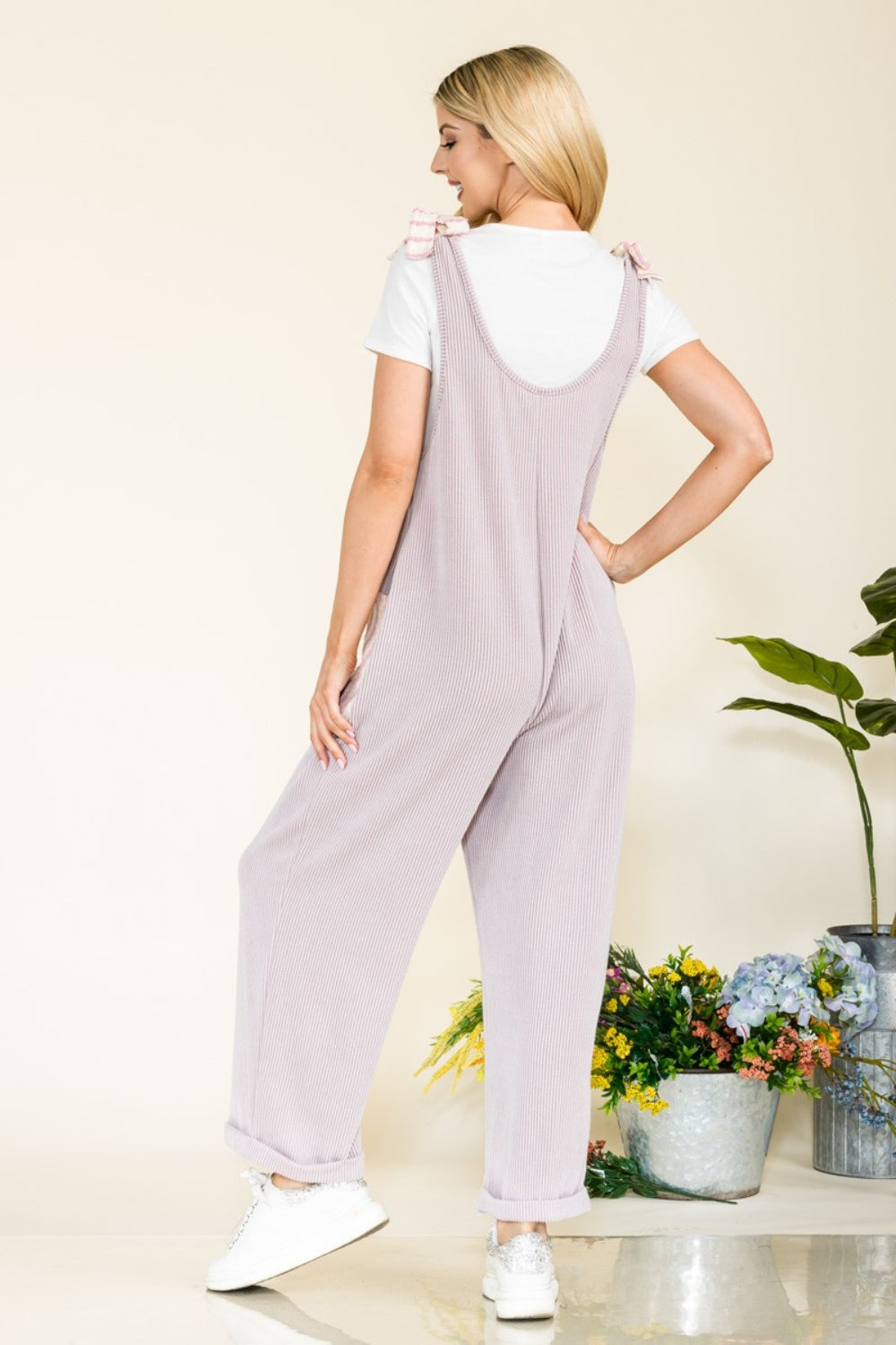 Celeste Stripe Contrast Pocket Rib Jumpsuit