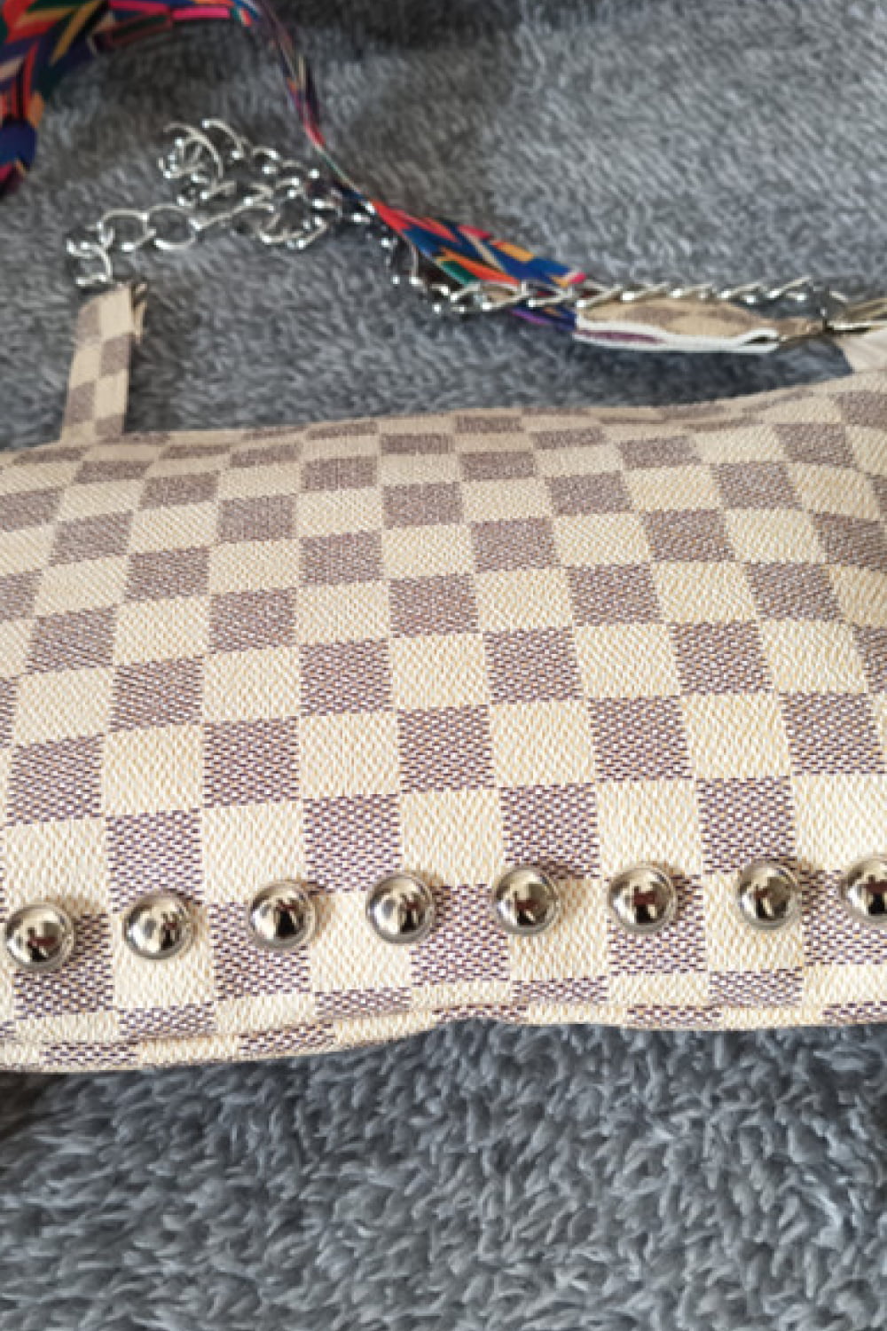 Vegan Leather Studded Shoulder Bag