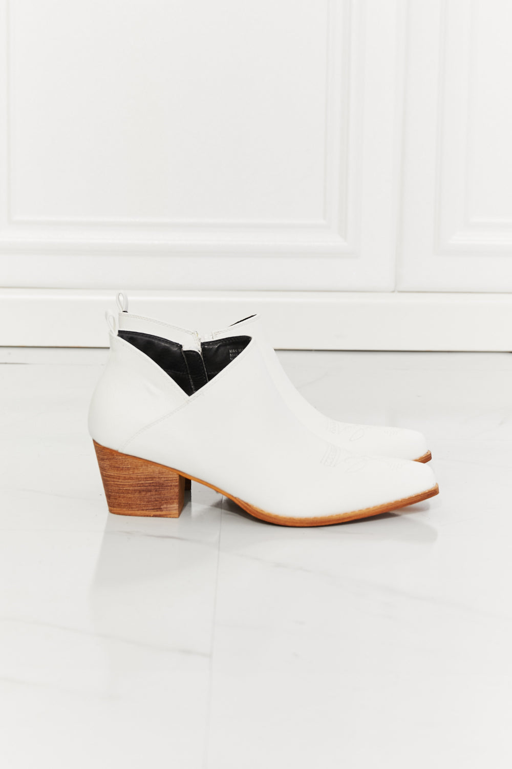 Trust Yourself Embroidered Crossover Cowboy Bootie in White