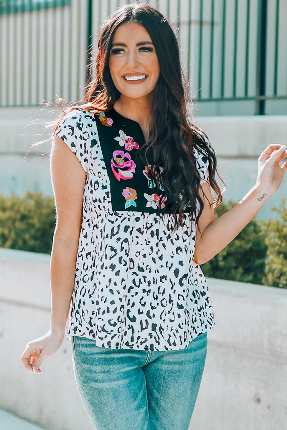 Floral Leopard Short Sleeve Tee