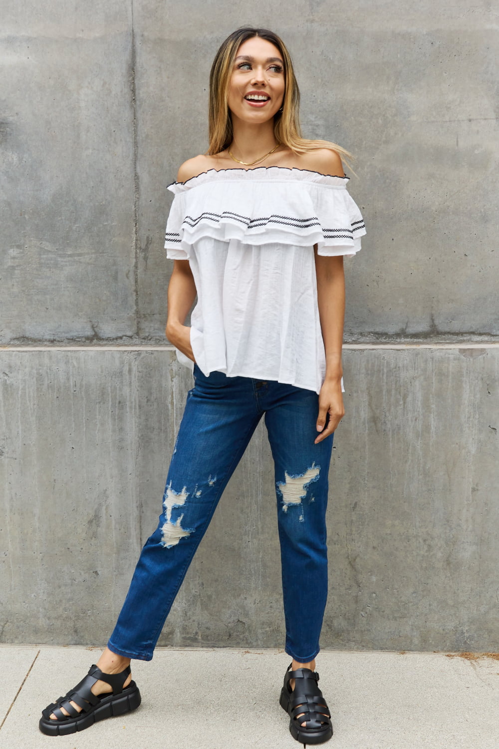 Away We Go Off The Shoulder Top