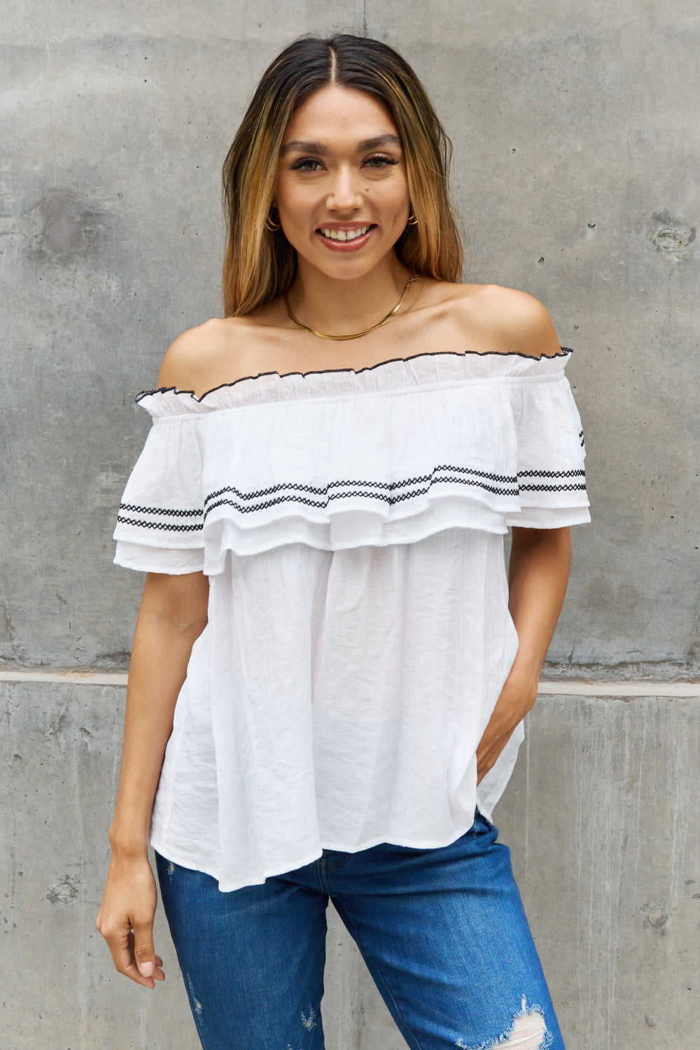 Away We Go Off The Shoulder Top