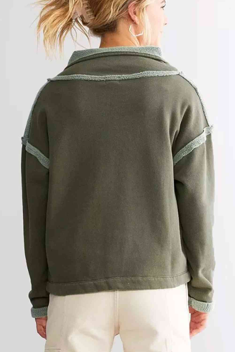 Andrea Collared Neck Half Snap Sweatshirt