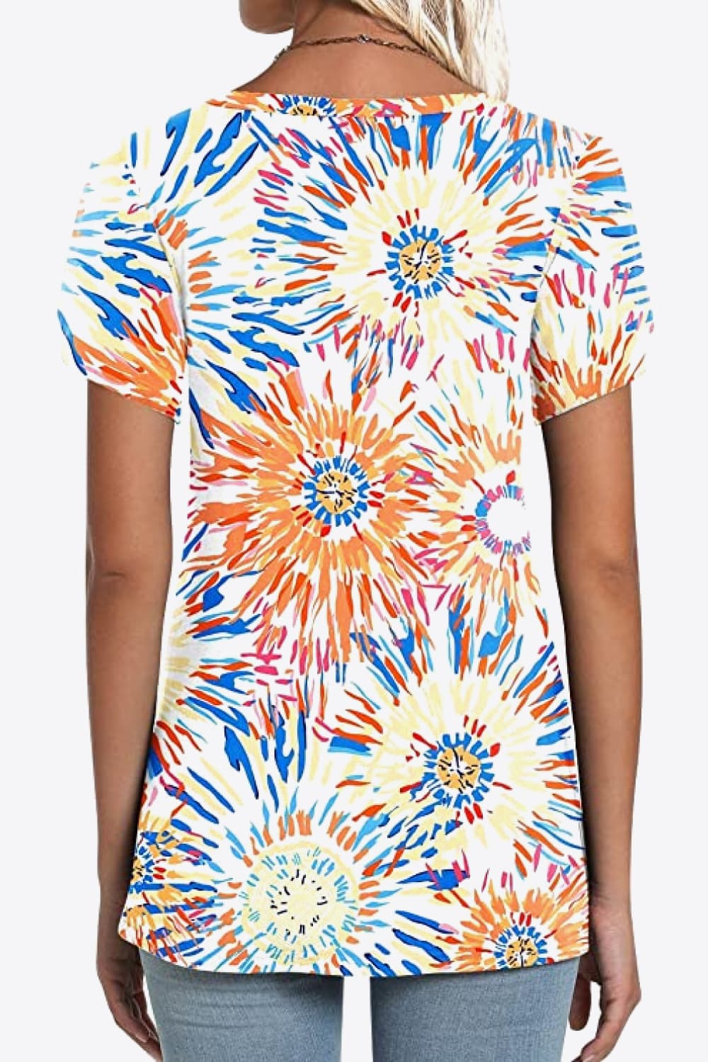 Printed Petal Sleeve Top