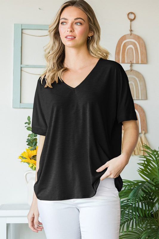 Black V-Neck Short Sleeve T-Shirt